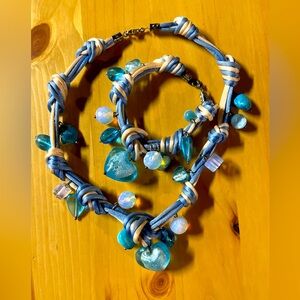 Hand knot necklace with bracelet